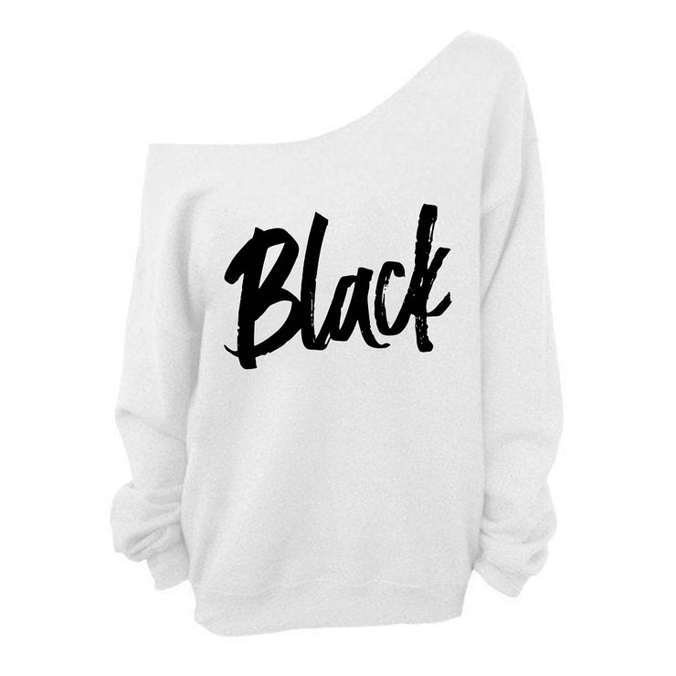 B.O.B. Gold Black Women's Off The Shoulder Sweatshirt Full Sleeves